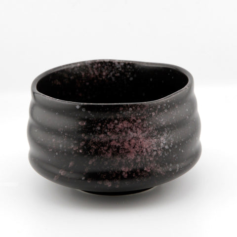 Matcha kom - Chawan - zwart met roze spikkels