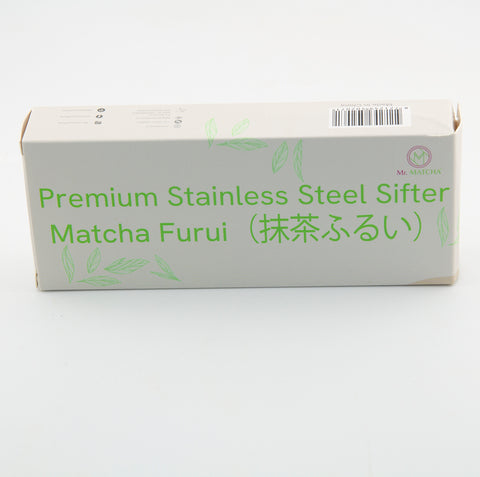 Verpakking van de Mr.MATCHA Premium Stainless Steel Sifter – Matcha Furui zeef voor het bereiden van ceremoniële matcha en losse thee